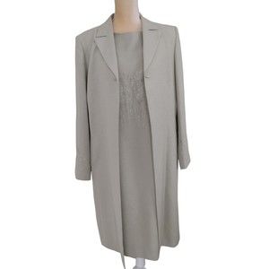 KASPER Women 2PC Mint Green Polyester Lined Notch Collar Dress Suit Size 12